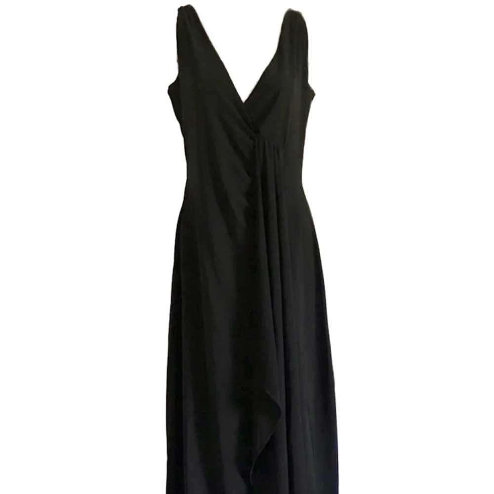Vintage Sleeveless Midi Elegant Asymmetrical Hem Dress True Black Size Medium - Picture 8 of 9